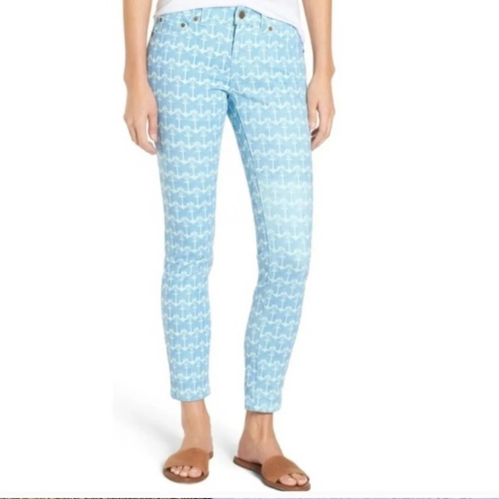Vineyard Vines Girls Micro Dot Anchor Print Ankle Jeans Size 16